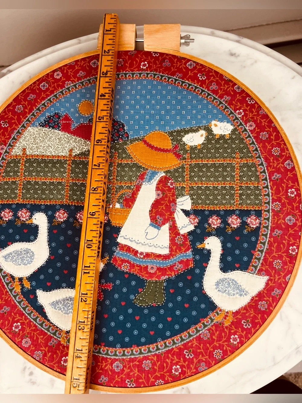 Vintage Sunbonnet Sue Embroidery Hoop Art – FarmGirlFeedingDucks–Folk Farmhouse